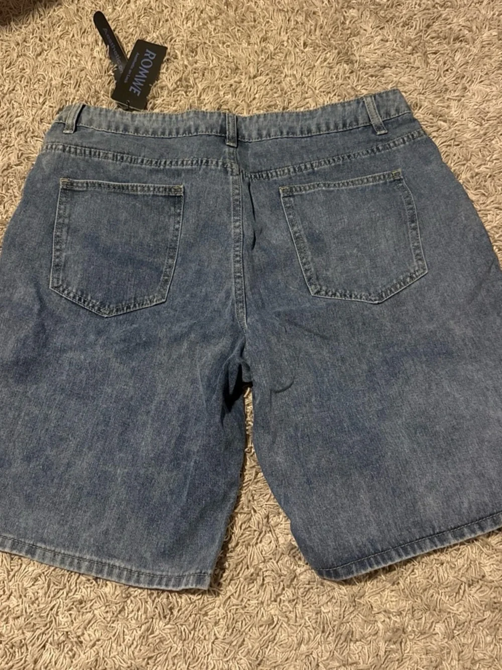 Men's Denim Shorts with Black Star Panel